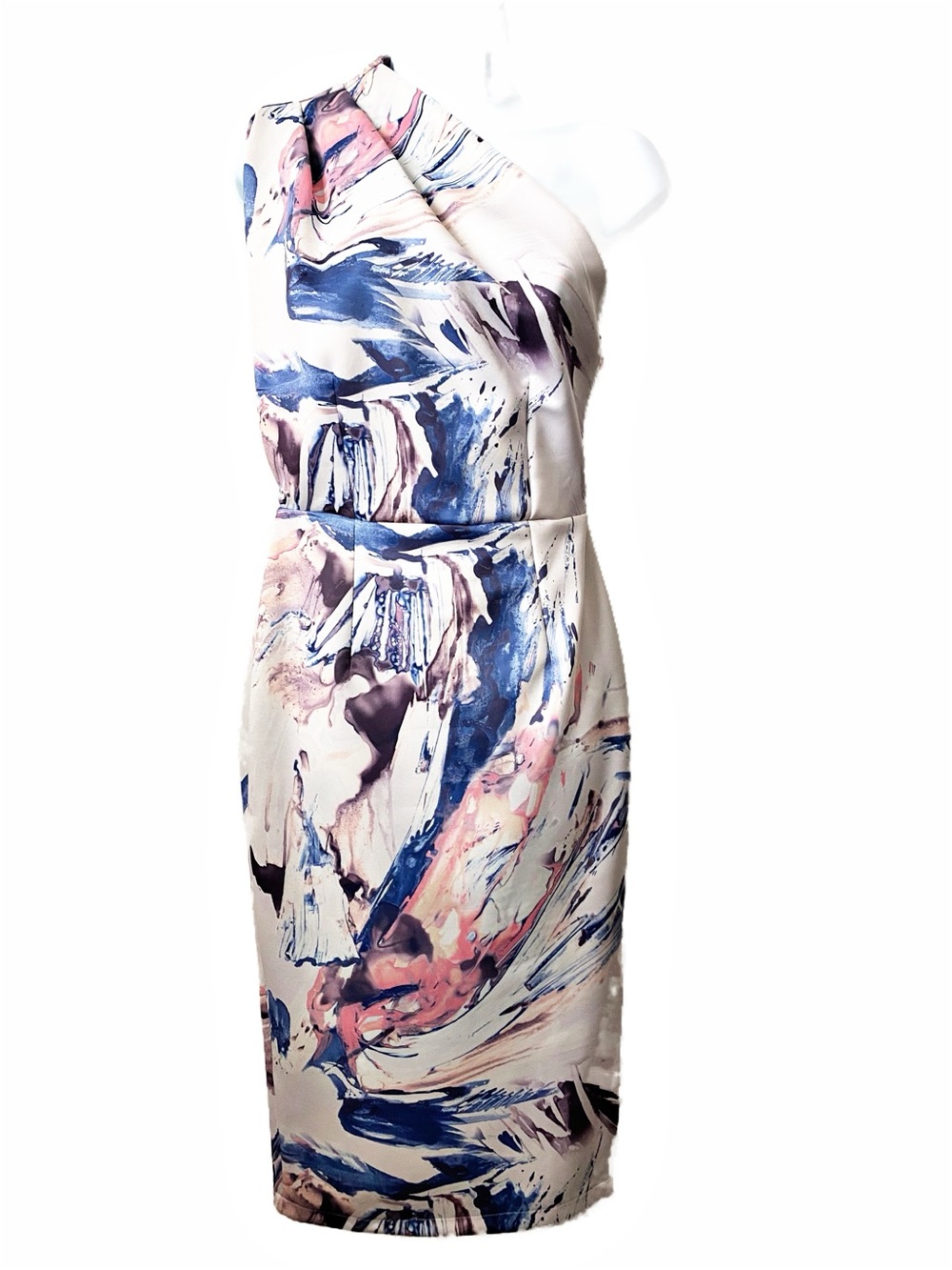 Abstract Marble Print ASOS One Shoulder Midi Dress Cocktail Semi-formal Special
